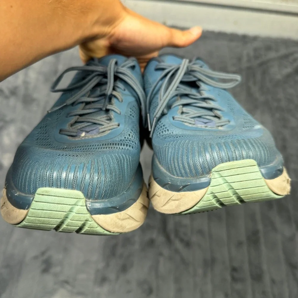 Hoka Bondi 7 Mens 12 Wide 2E Running Shoes Real Teal Blue 1110530 RTOS